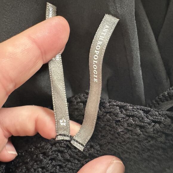 by Anthropologie Knit Swing Tank Top Sz XS Black Bubble Hem Boho Babydoll Flowy - Picture 8 of 12